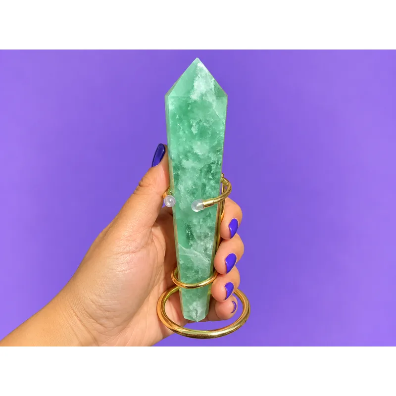 Green Fluorite Tower on Stand