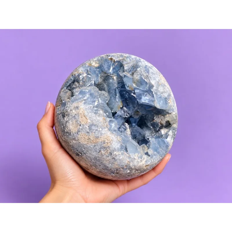 Blue Celestite Geode Sphere