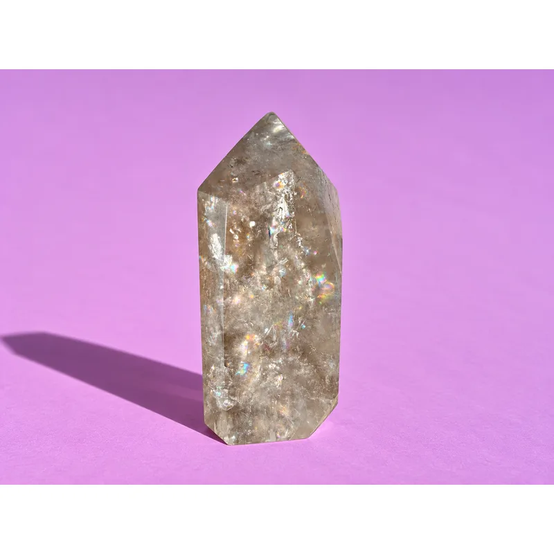 Clear Quartz Tower with Rainbow Inclusions