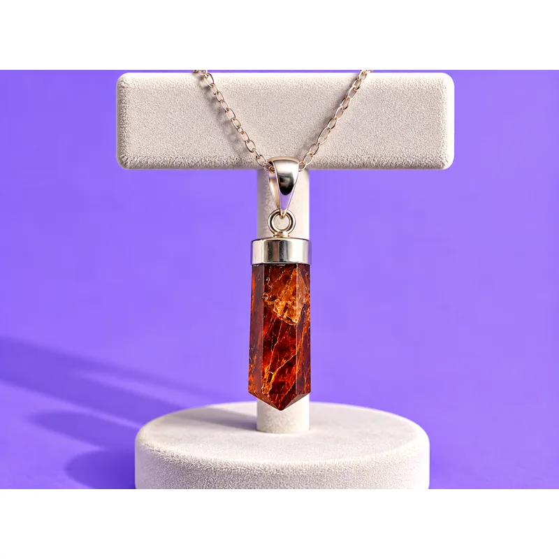 Orange Garnet silver pendant 